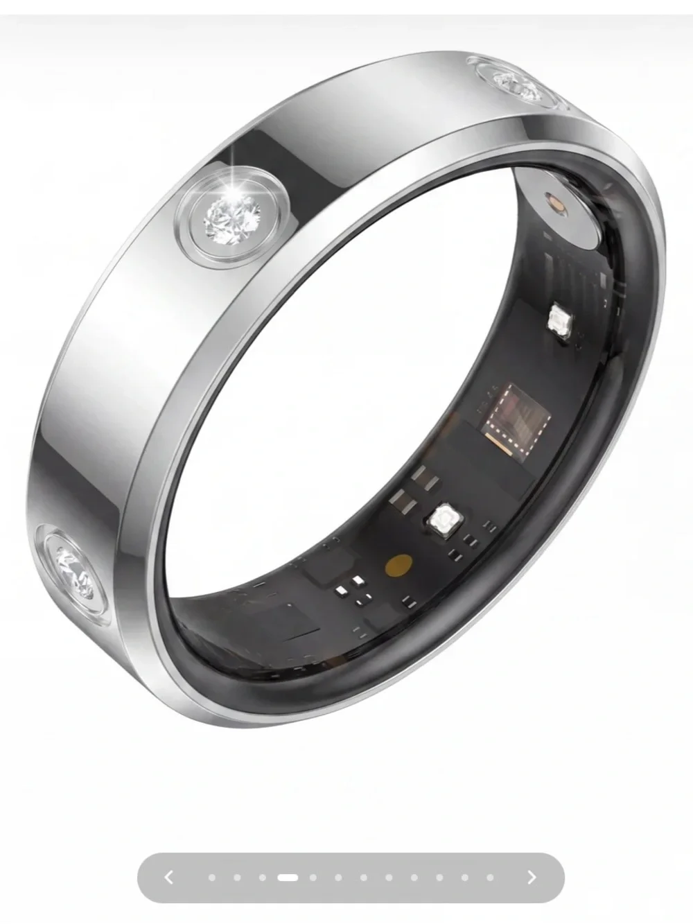 Halo Celestial Silver Smart Ring Diamond/Rhinestone Gems Size 9